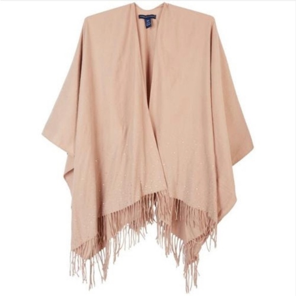 ADRIENNE VITTADINI So Soft Ruana Shawl Fringe Rhinestone NWT OS Boho Coastal - Picture 5 of 9